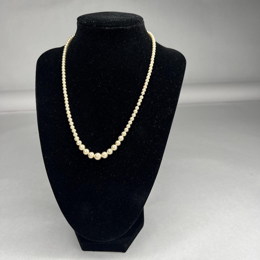 Antique Vtg Estate Necklace Graduated Faux Pearl Necklace‎ 16"